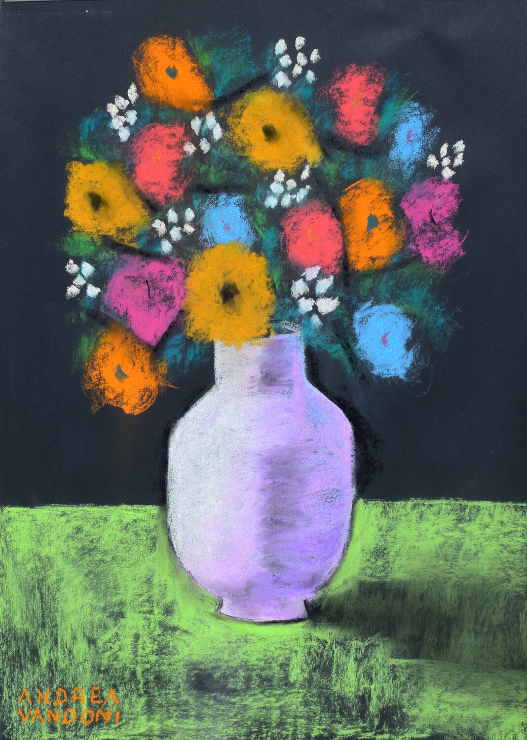 VASE OF FLOWERS  - 2 Andrea Vandoni Drawing for sale
