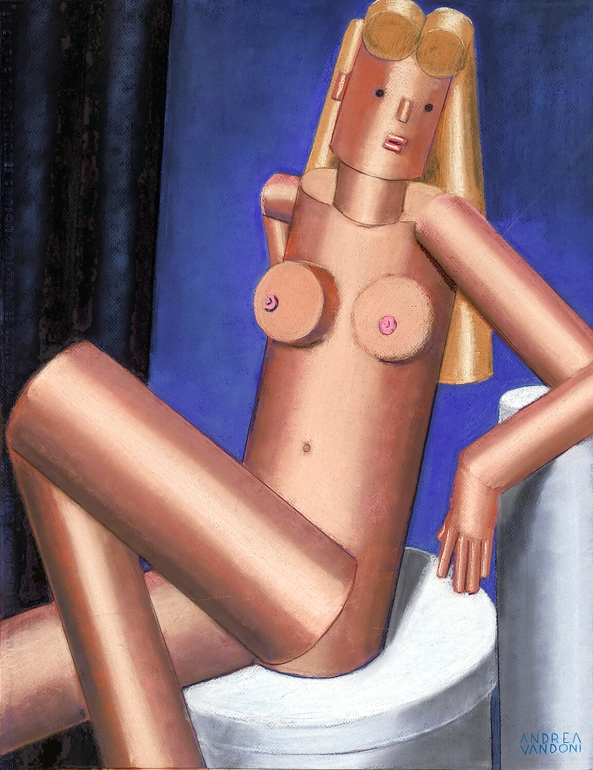 CYLINDRISTIC FEMALE NUDE Andrea Vandoni Drawing for sale