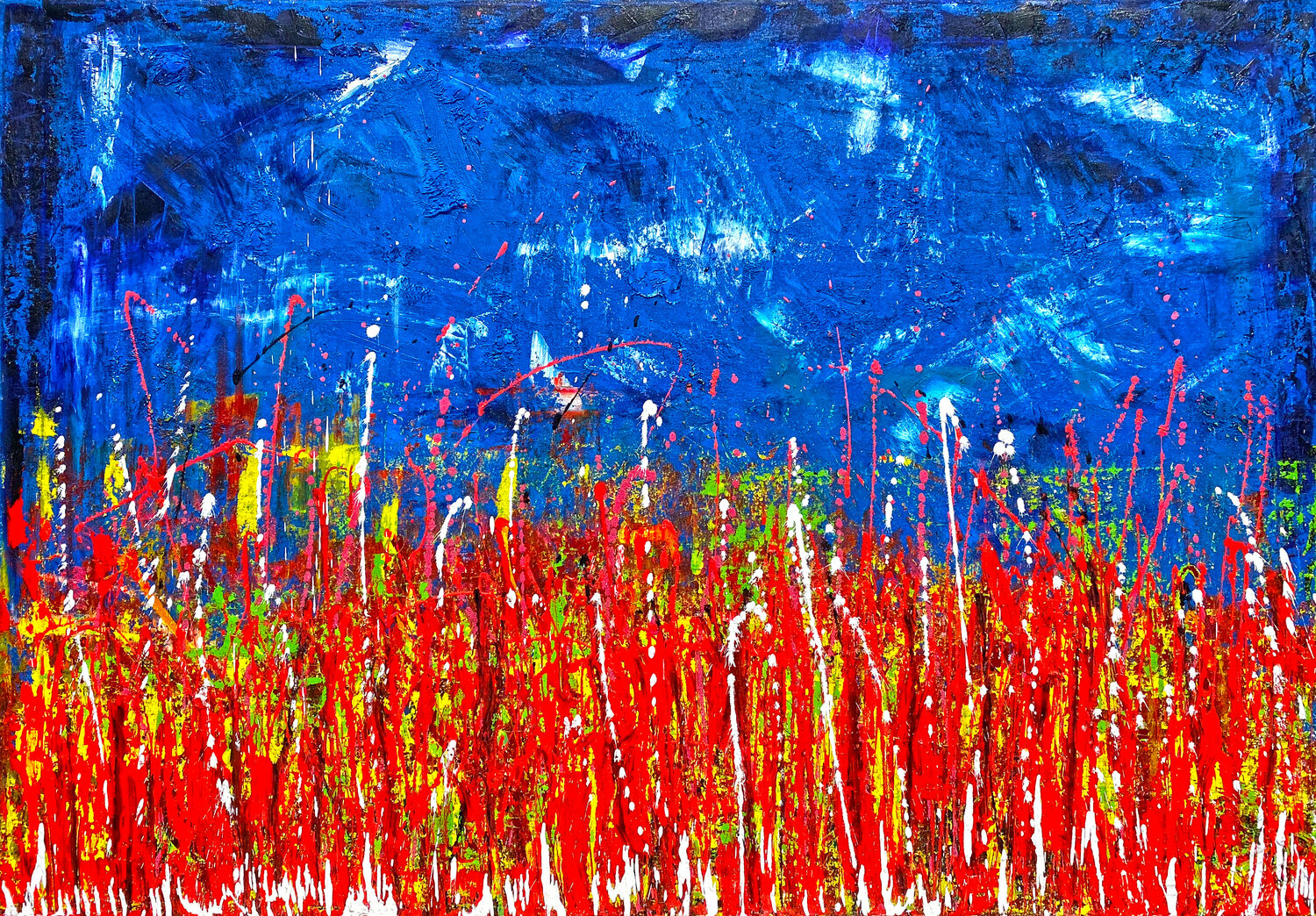 PoppyField on the Lake Sven Bode Original painting for sale