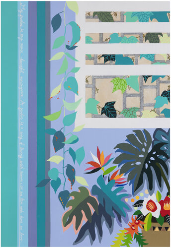 Indoor garden with ivy vines visible out the window by Mia Kim, Painting for Sale on Select