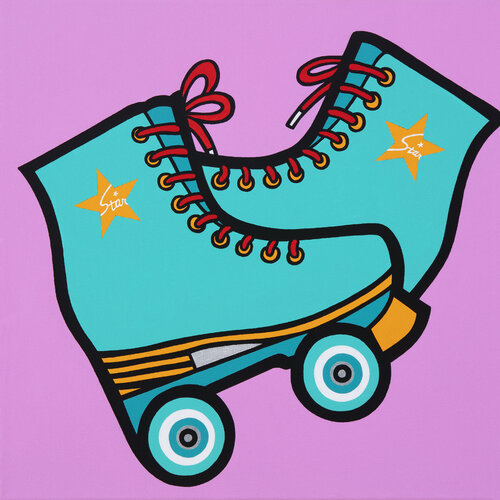 Memories of Roller Skates (Pink) by Mia Kim, Painting for Sale on Select