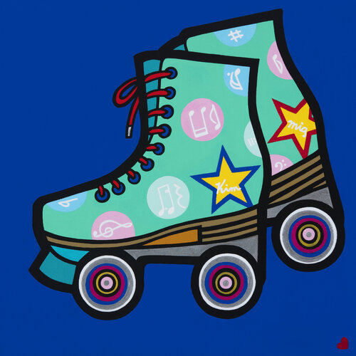 Memories of Roller Skates (Blue) by Mia Kim, Painting for Sale on Select
