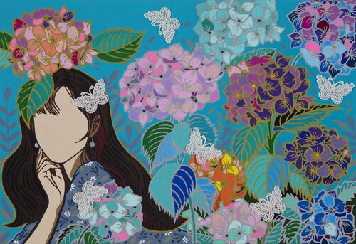 In the garden (Hydrangea) by Mia Kim, Painting for Sale on Select