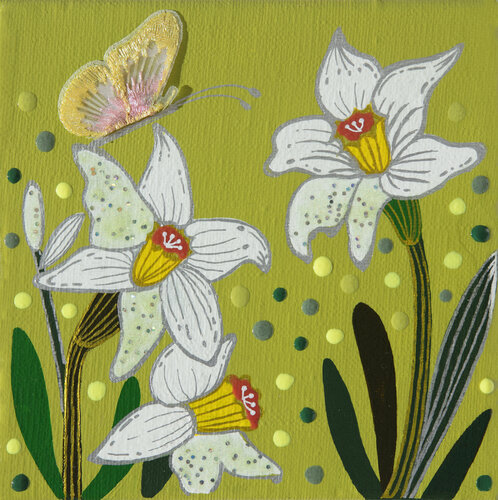 In the garden_Spring (White Narcissus) by Mia Kim, Painting for Sale on Select