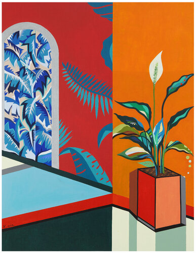 Spathiphyllum in the Orange room by Mia Kim, Painting for Sale on Select