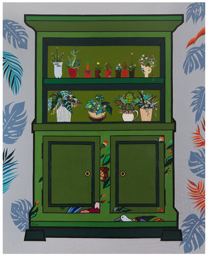 New green decoration cabinet by Mia Kim, Painting for Sale on Select