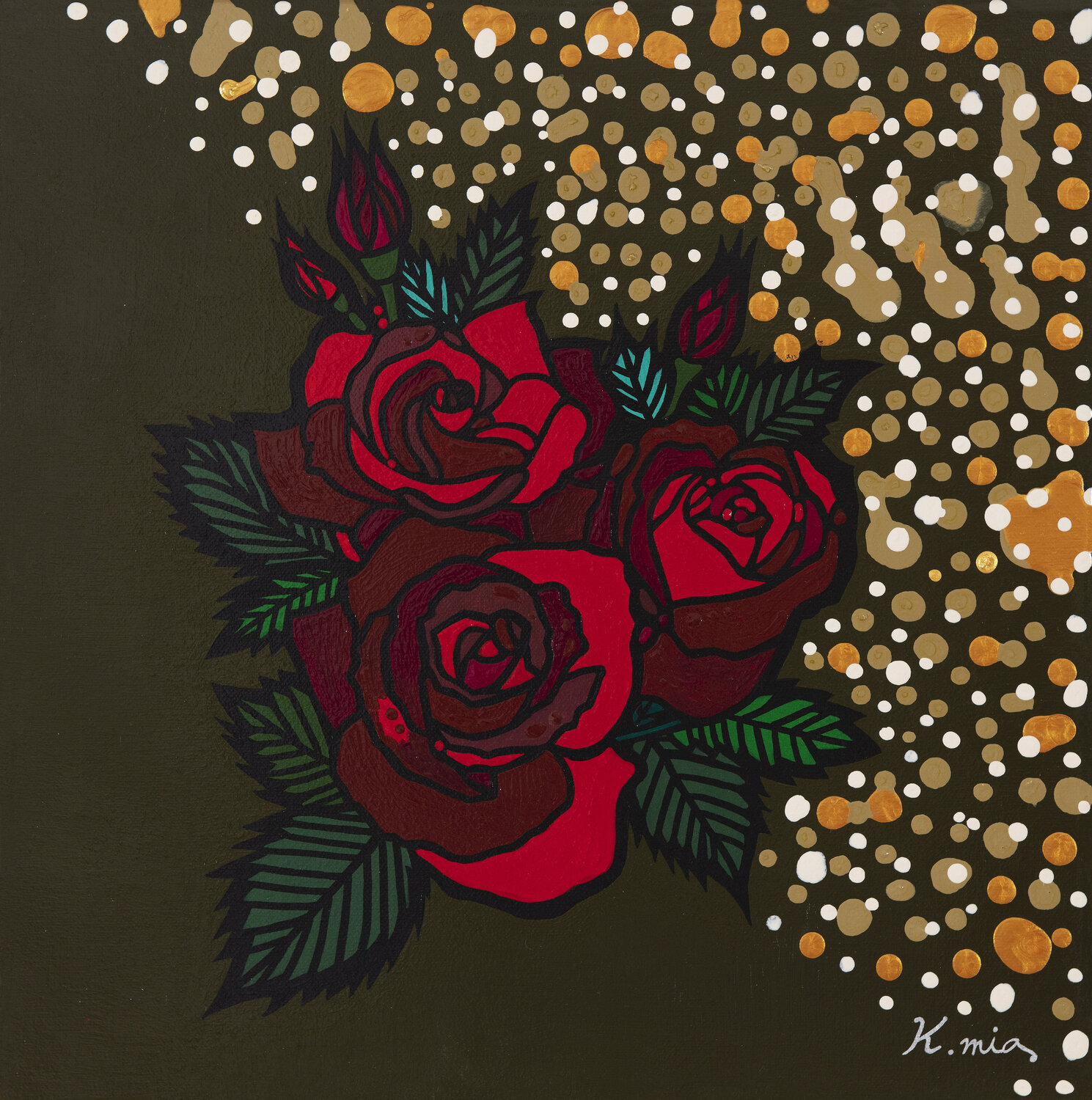Rose_In the snow garden Mia Kim Original painting for sale