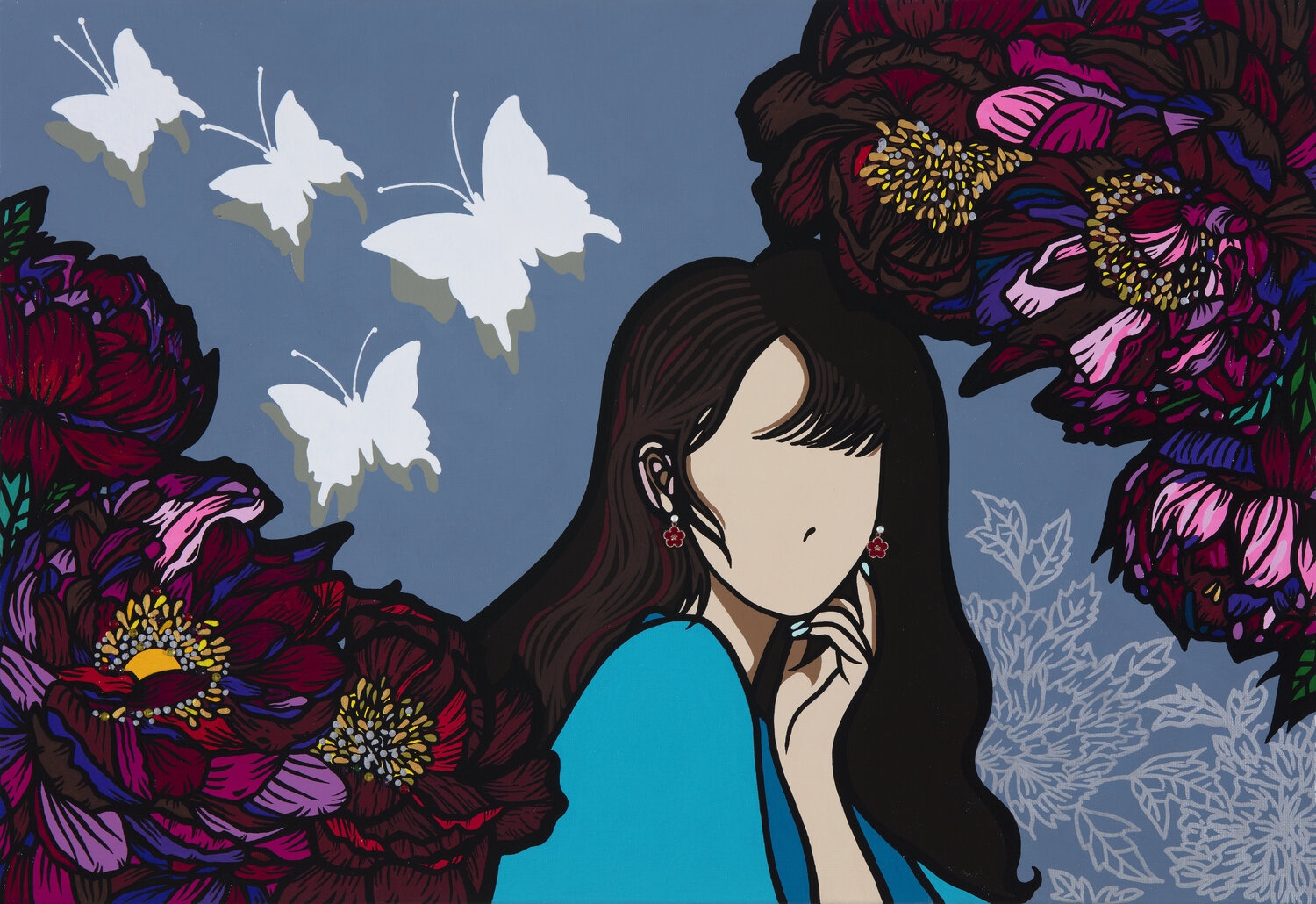 In the garden (Peony) Mia Kim Original painting for sale