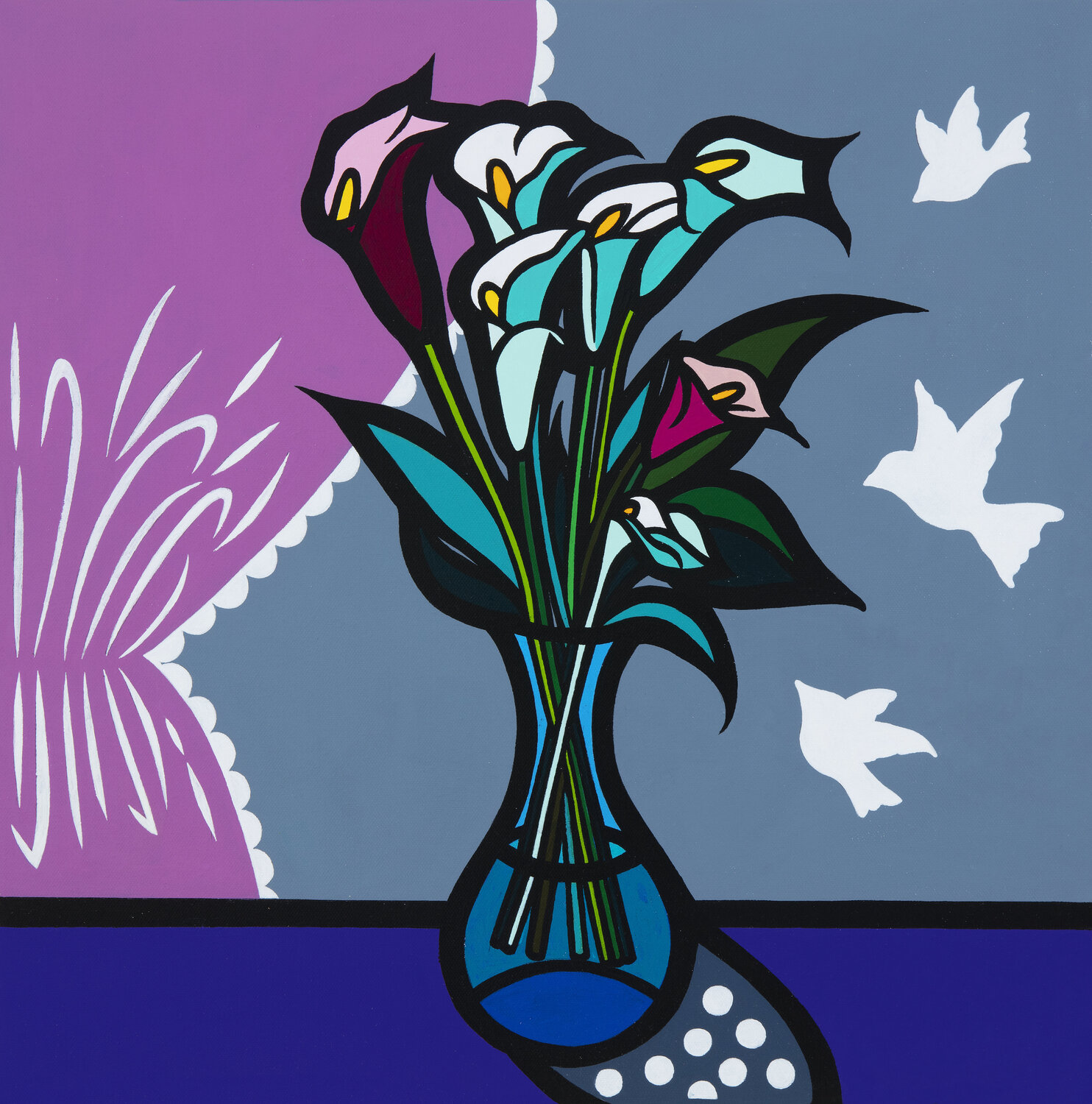 Flower No.6 (Calla Lily In the Blue-Grey Room) Mia Kim Original painting for sale