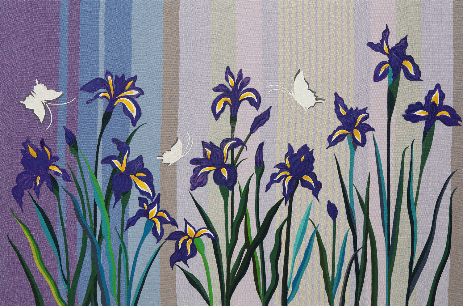 In the garden_Irises Mia Kim Original painting for sale