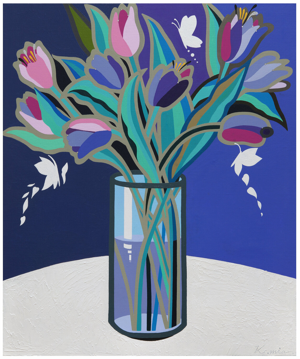 Flower.No.4 (in Violet room) Mia Kim Original painting for sale