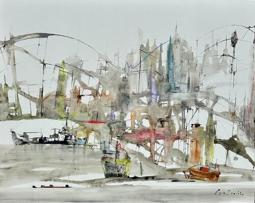 TINTES PORTUARIOS by Gisela Gaffoglio, Painting for Sale on Select
