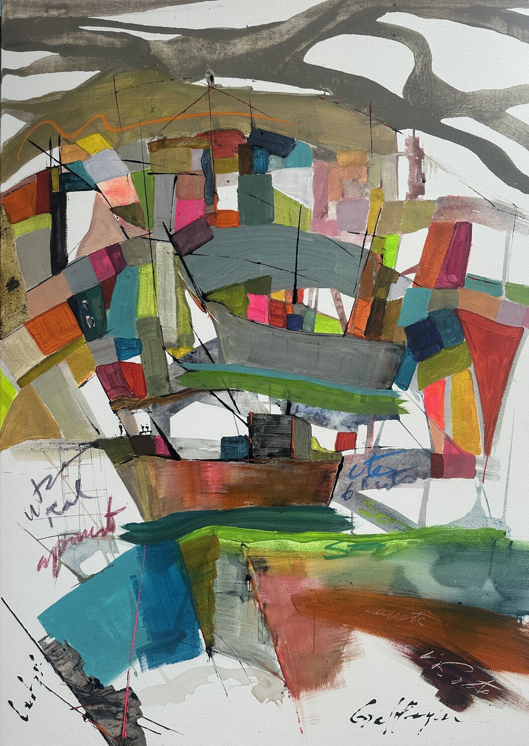 NAVEGAR ES ARTE Gisela Gaffoglio Original painting for sale