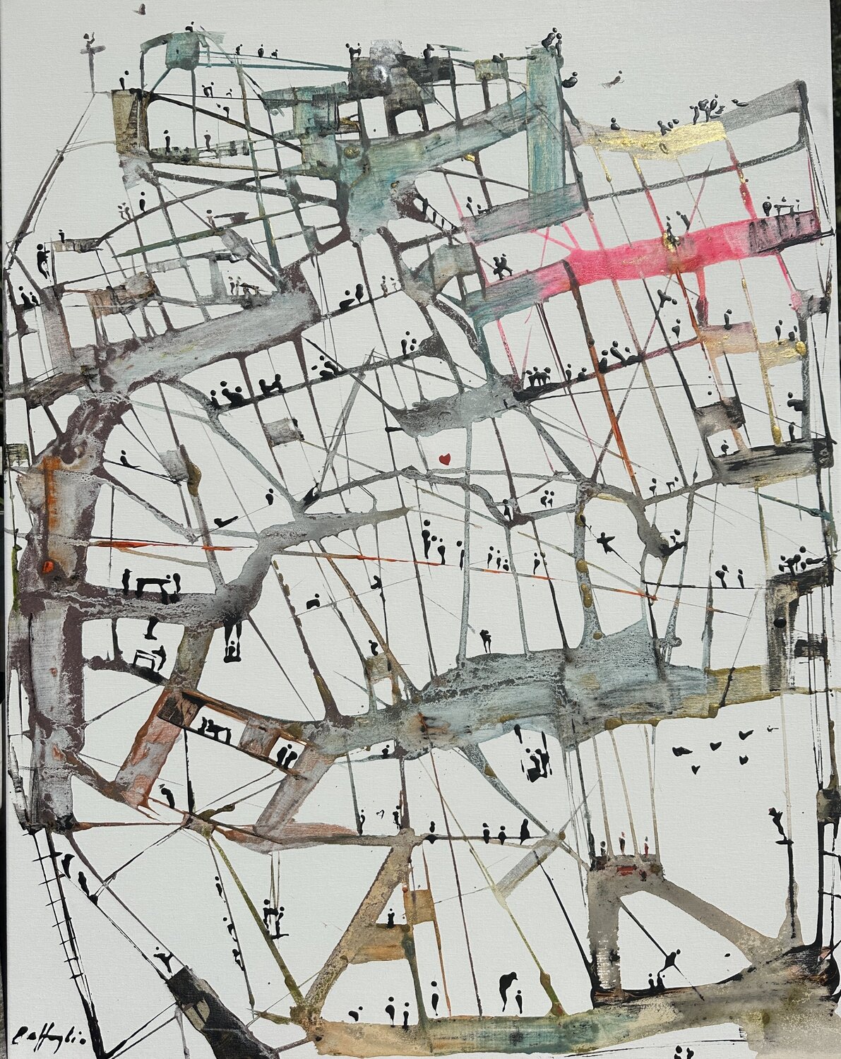 Colmena humana Gisela Gaffoglio Original painting for sale