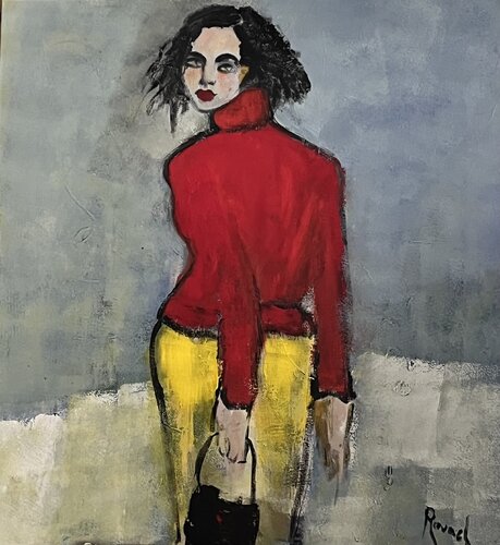 La fille en rouge by Marie Rouach, Painting for Sale on Select