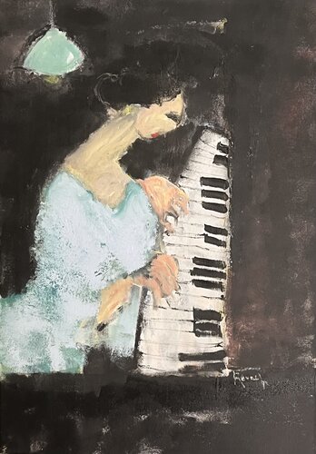 La pianiste by Marie Rouach, Painting for Sale on Select