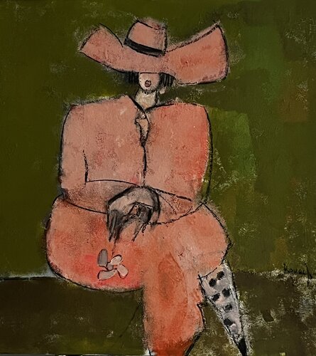 La dame d es n rose by Marie Rouach, Painting for Sale on Select