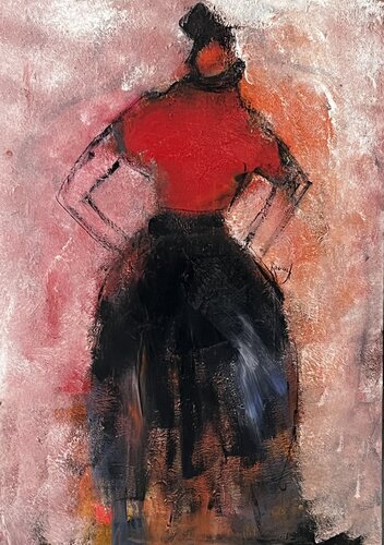 Corsage rouge by Marie Rouach, Painting for Sale on Select