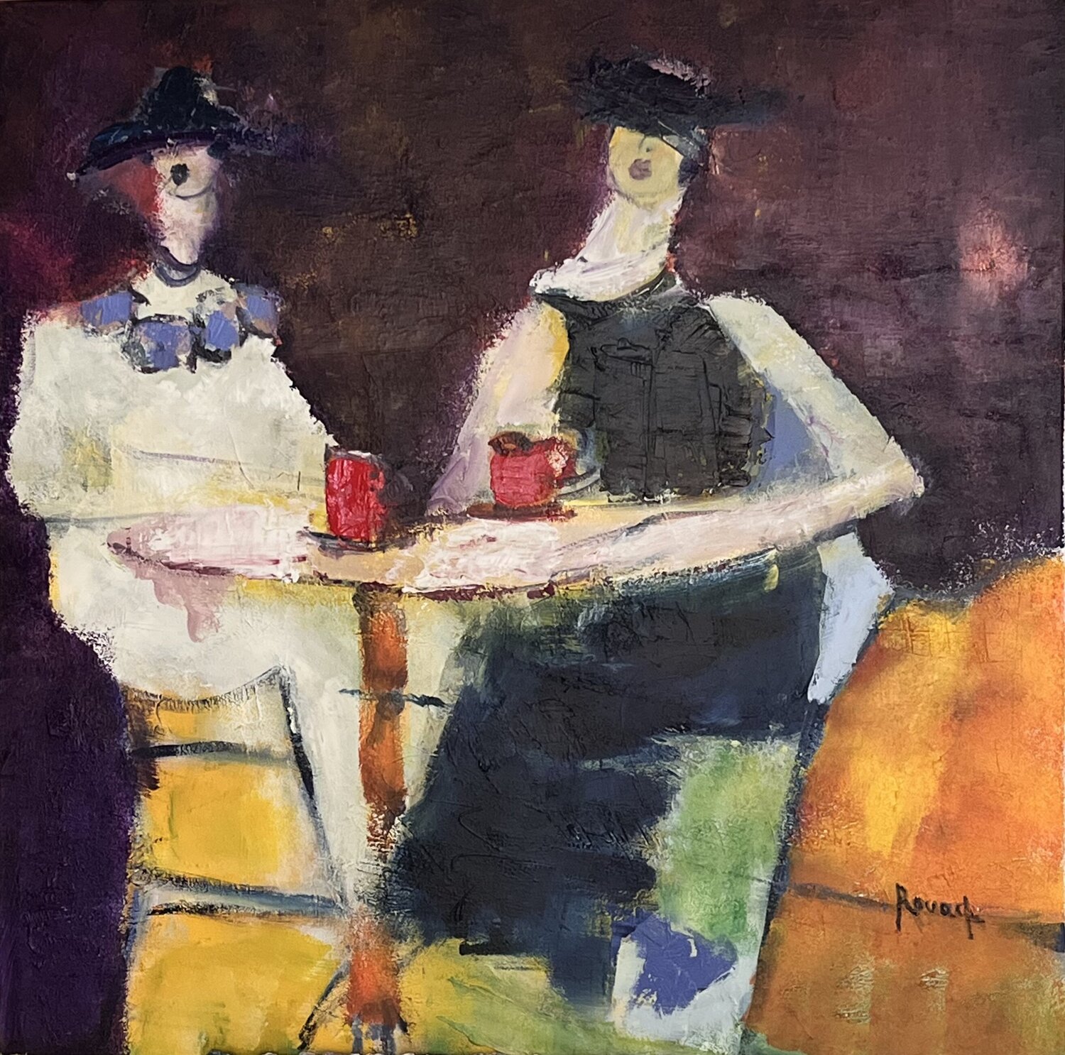 Au café des dames Marie Rouach Original painting for sale