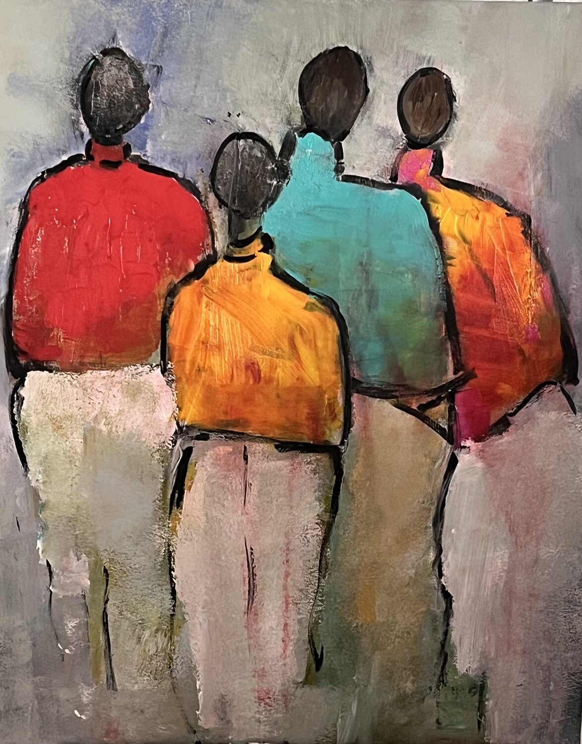 Figures Africaines Marie Rouach Original painting for sale
