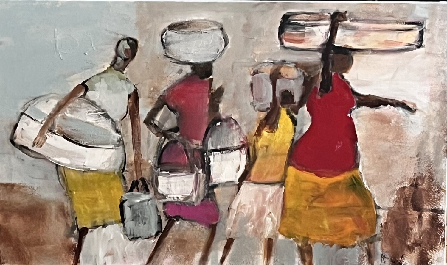 Water prospectors Marie Rouach Original painting for sale