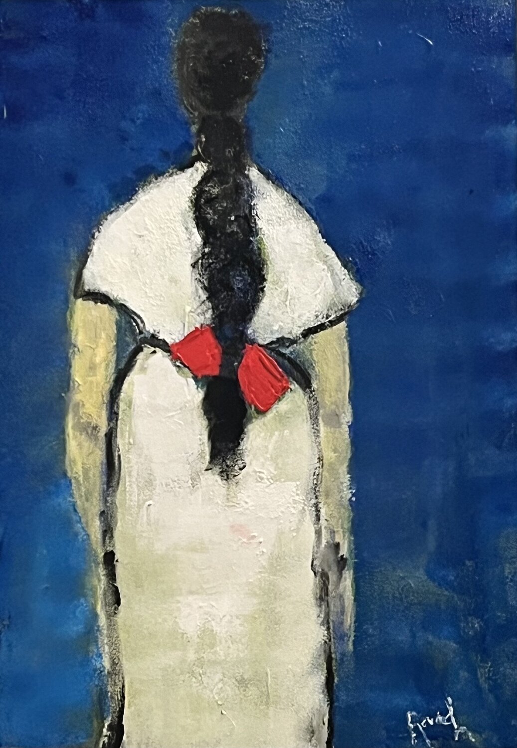 Une solitude nouée de rouge Marie Rouach Original painting for sale