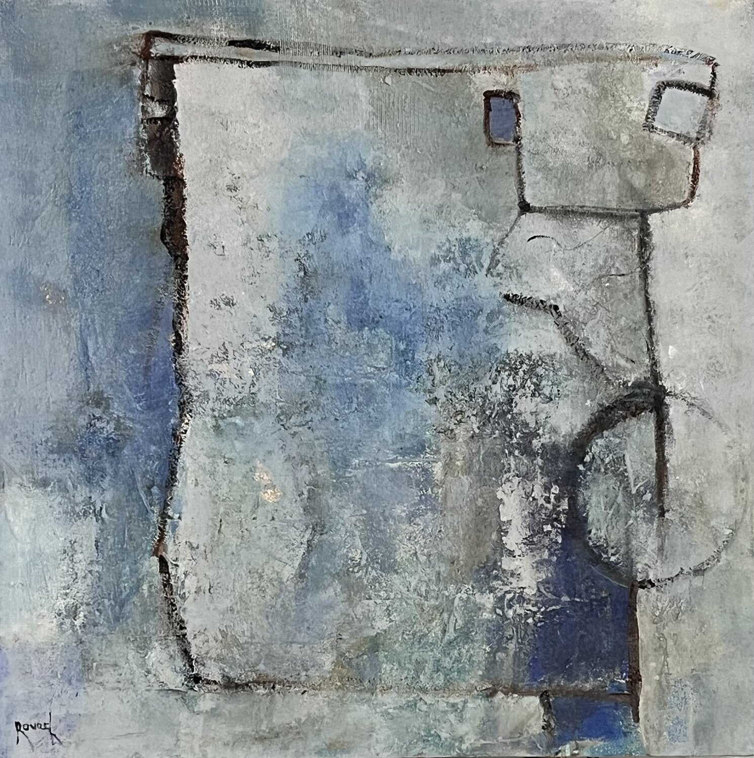Blue abstract Marie Rouach Original painting for sale