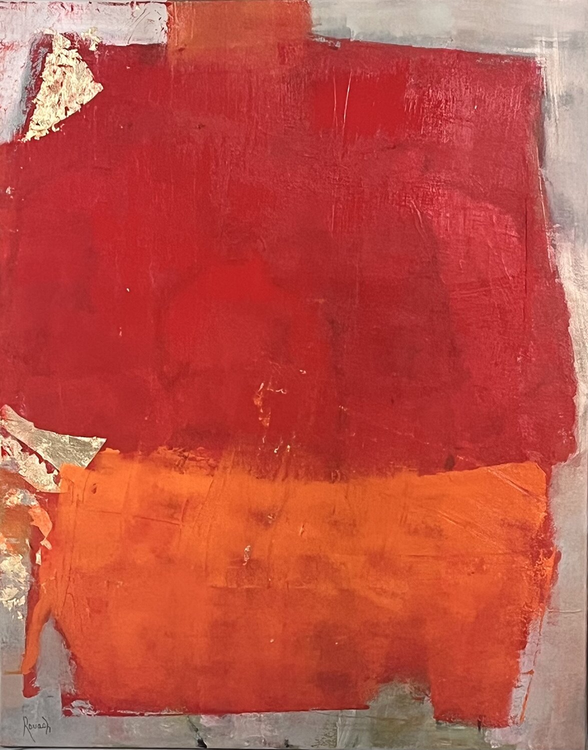 Orange and gold abstract Marie Rouach Original painting for sale