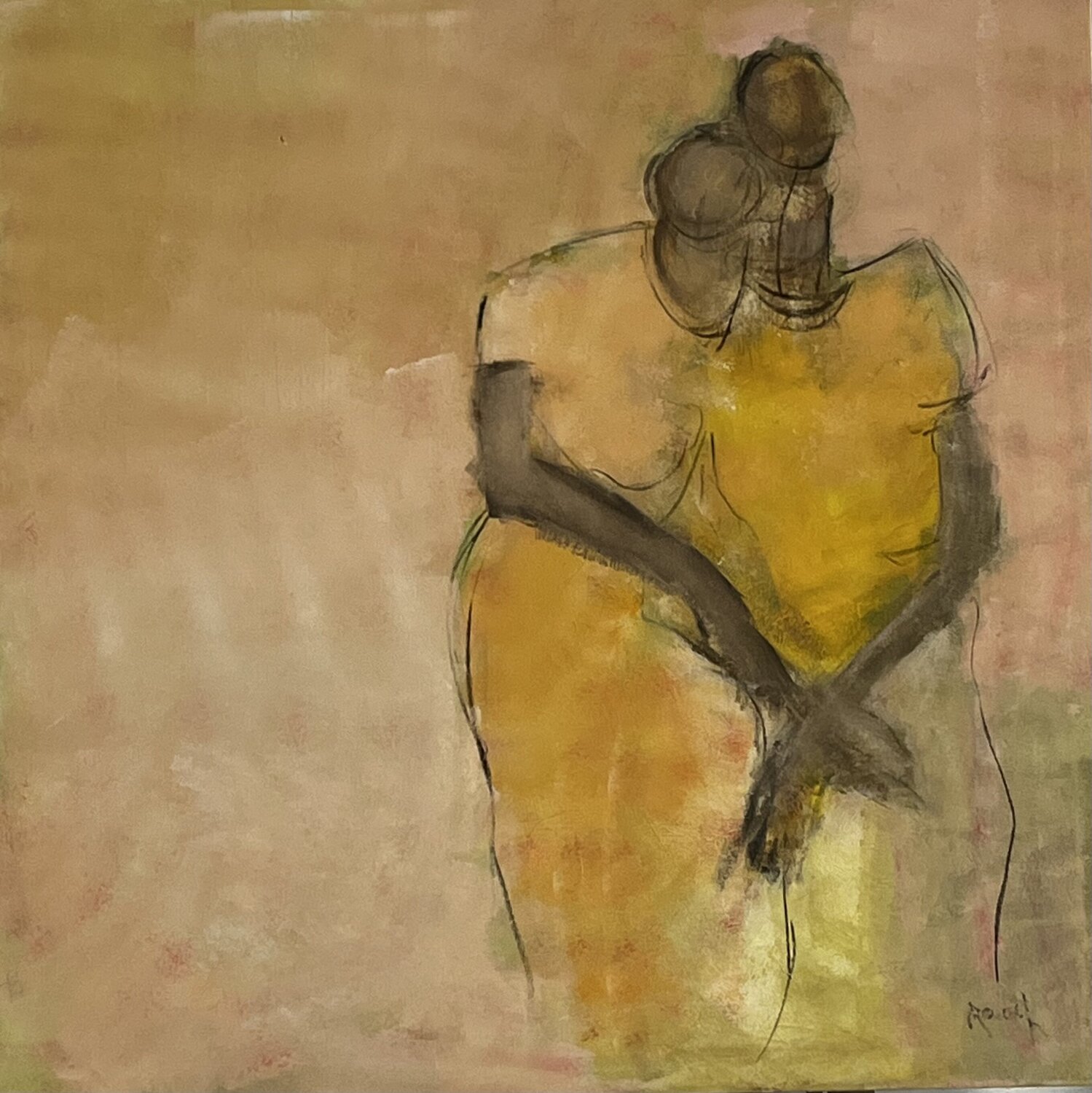 Silent embrace Marie Rouach Original painting for sale