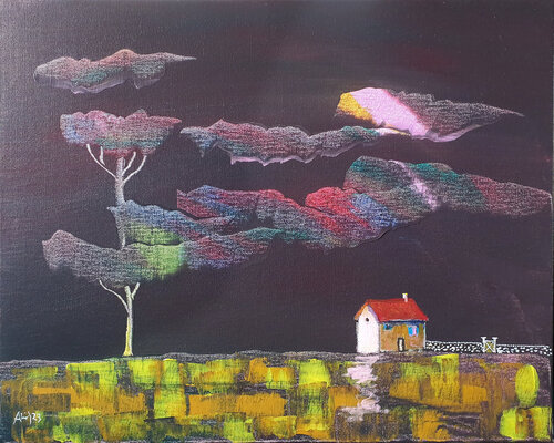 Maison sous les nuages by Philippe Abril, Painting for Sale on Select
