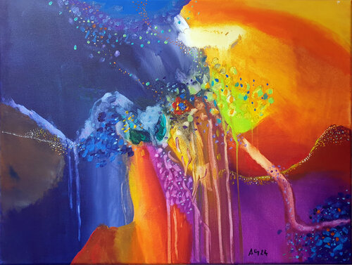 Paysage nocturne aux fleurs by Philippe Abril, Painting for Sale on Select