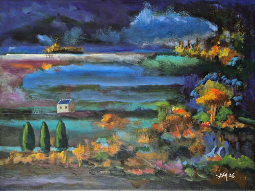 Une vie en automne by Philippe Abril, Painting for Sale on Select