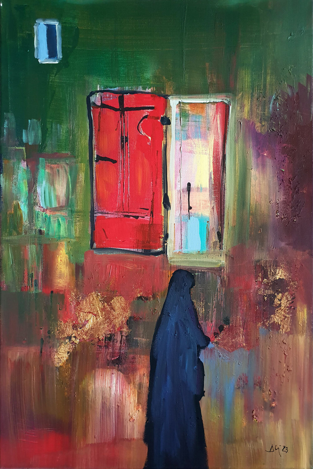 Volet rouge Philippe Abril Original painting for sale