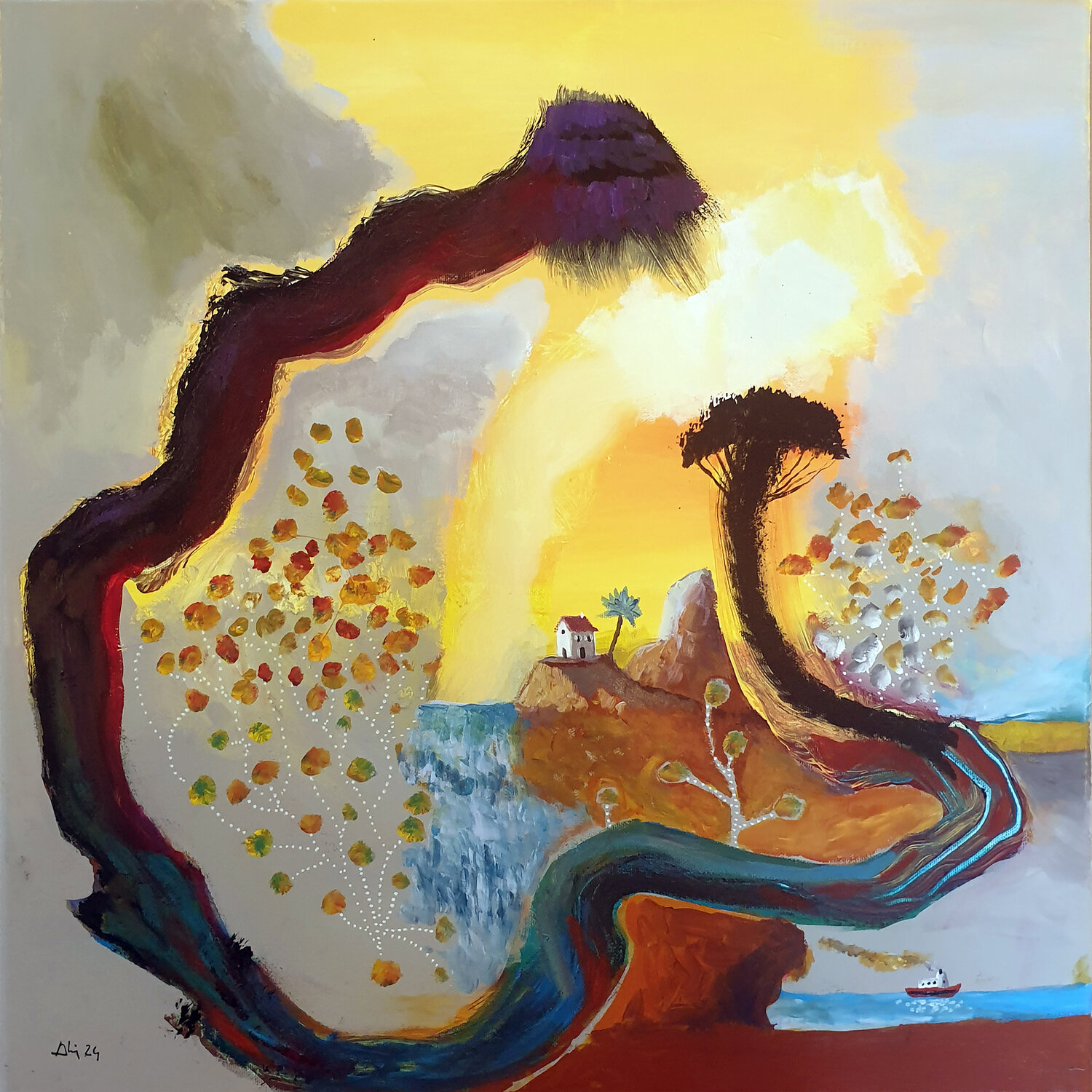 Avec le ciel, la terre et l'eau Philippe Abril Original painting for sale