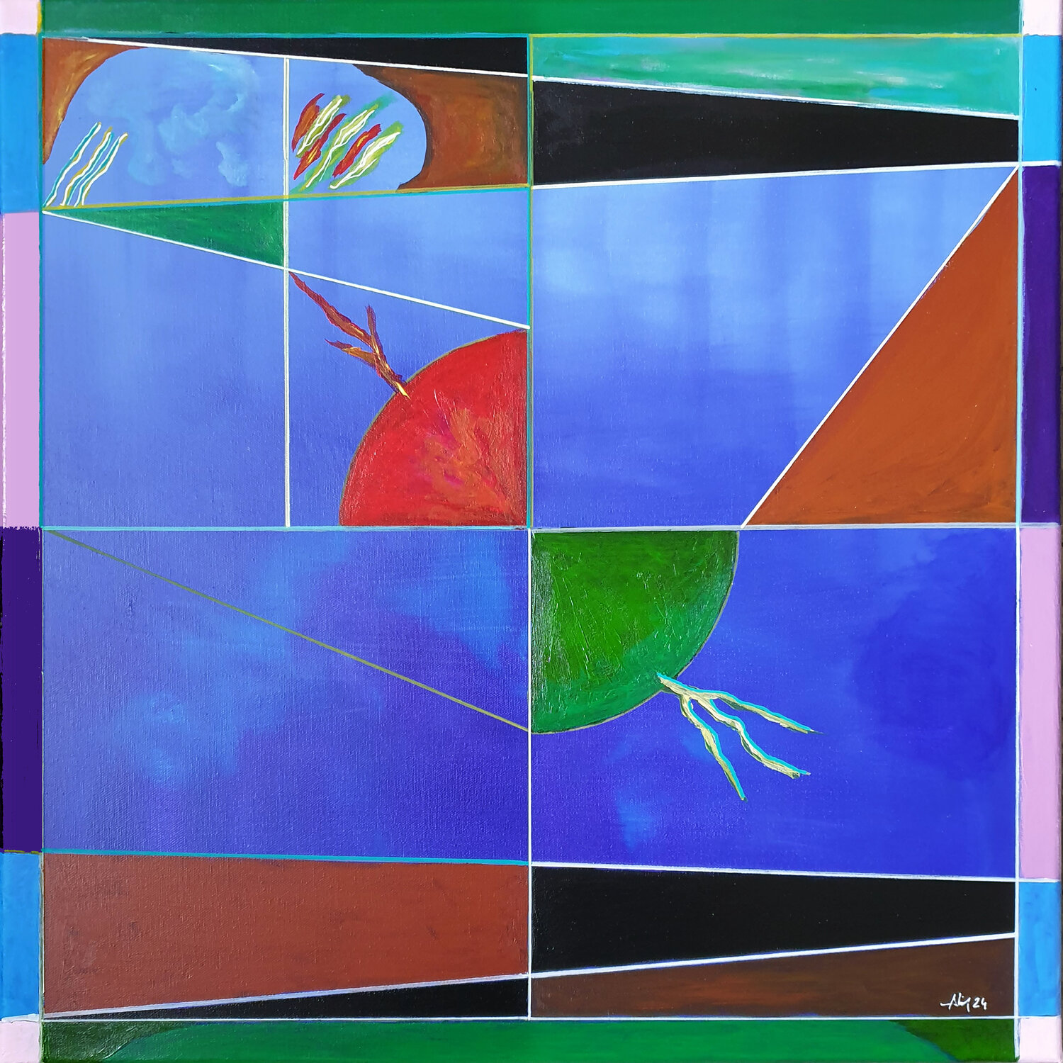 Cerf-volant abstrait Philippe Abril Original painting for sale