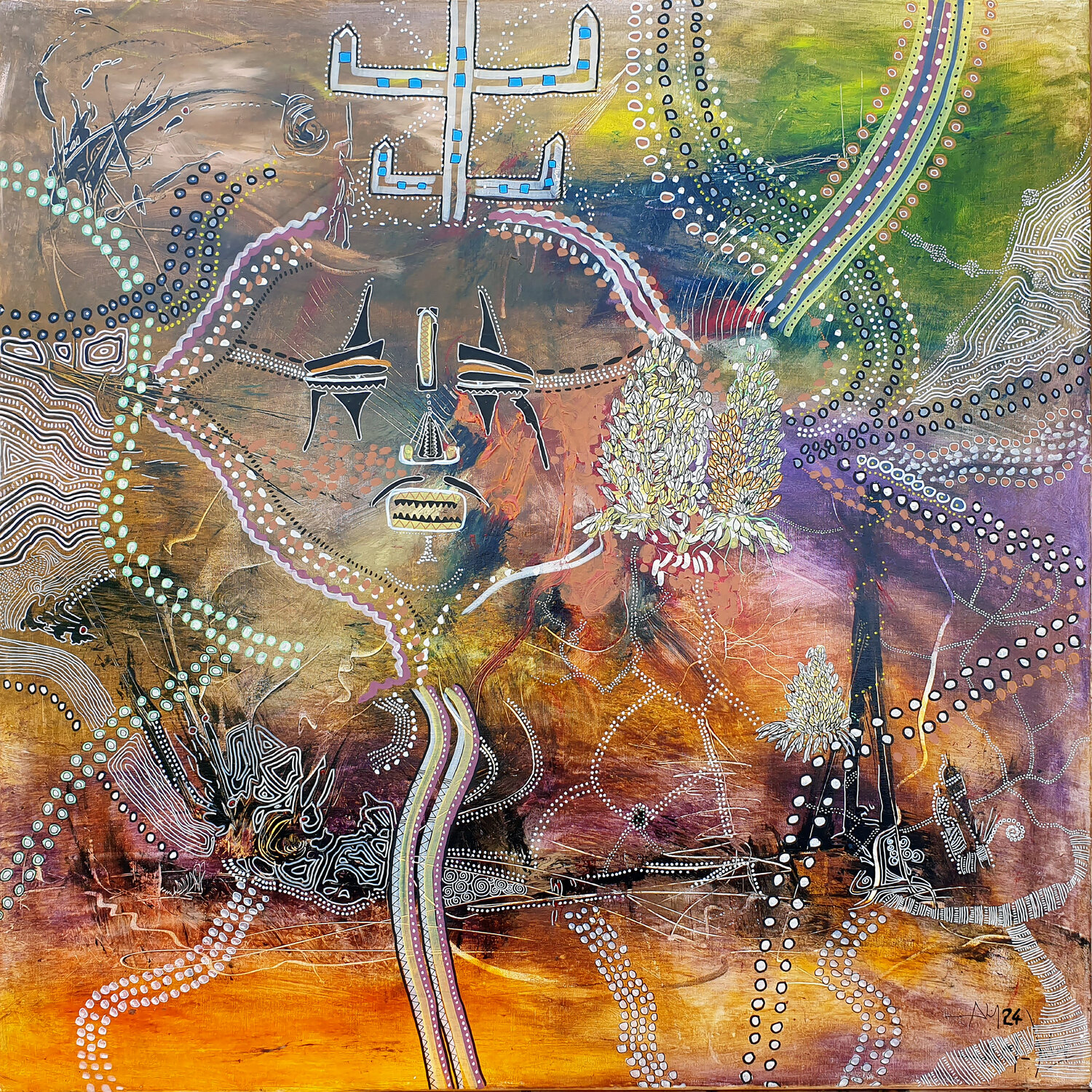 Yoruba diaspora Philippe Abril Original painting for sale