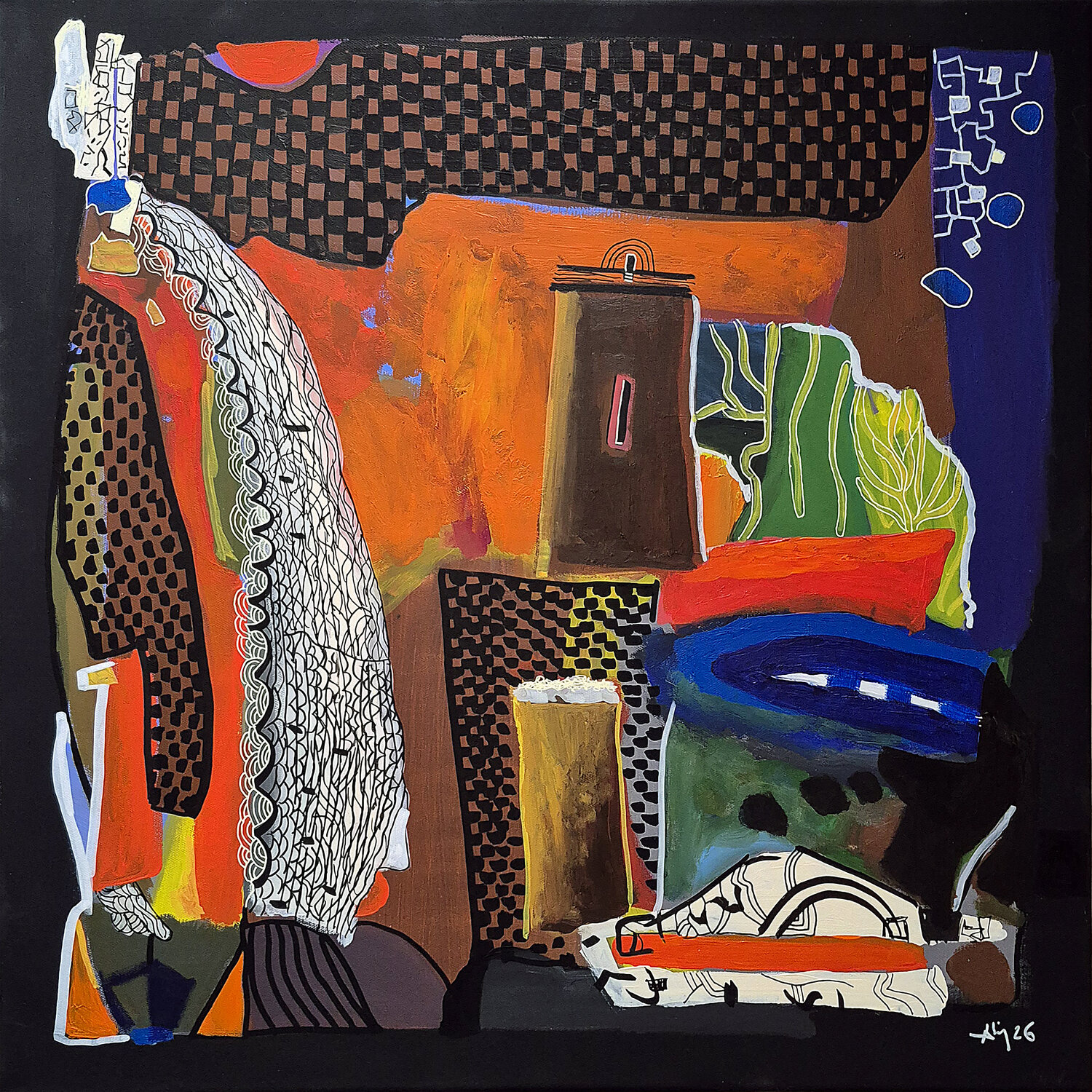 Voyageur sans horaire Philippe Abril Original painting for sale