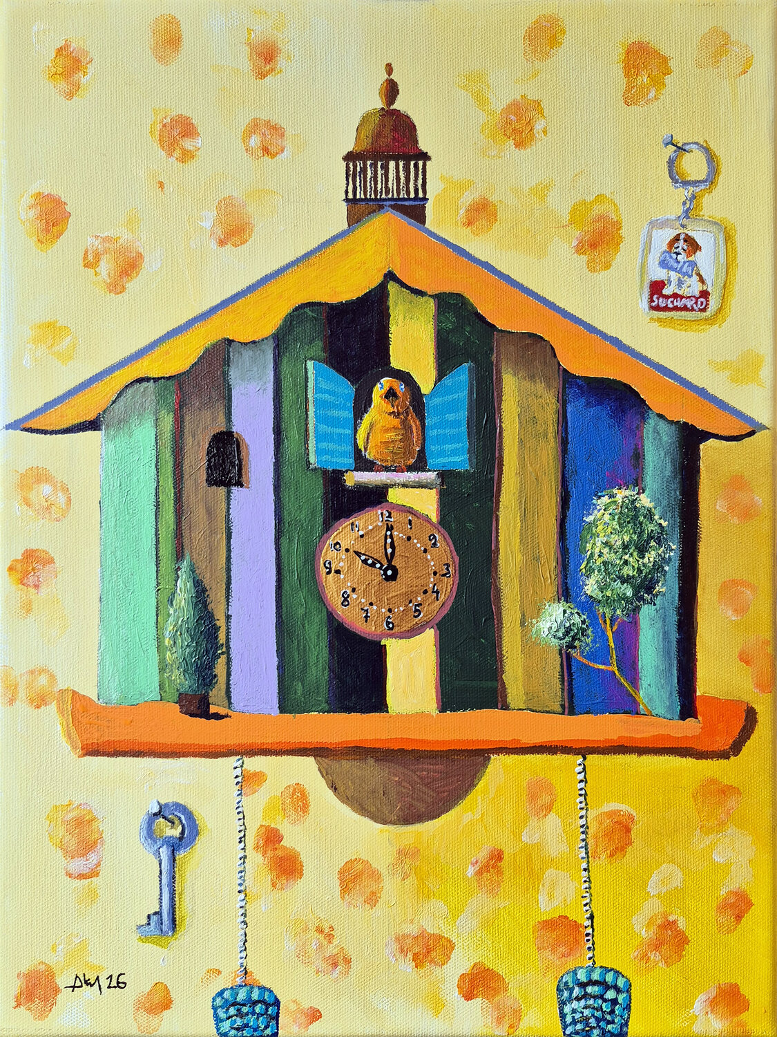 Coucou du cœur Philippe Abril Original painting for sale