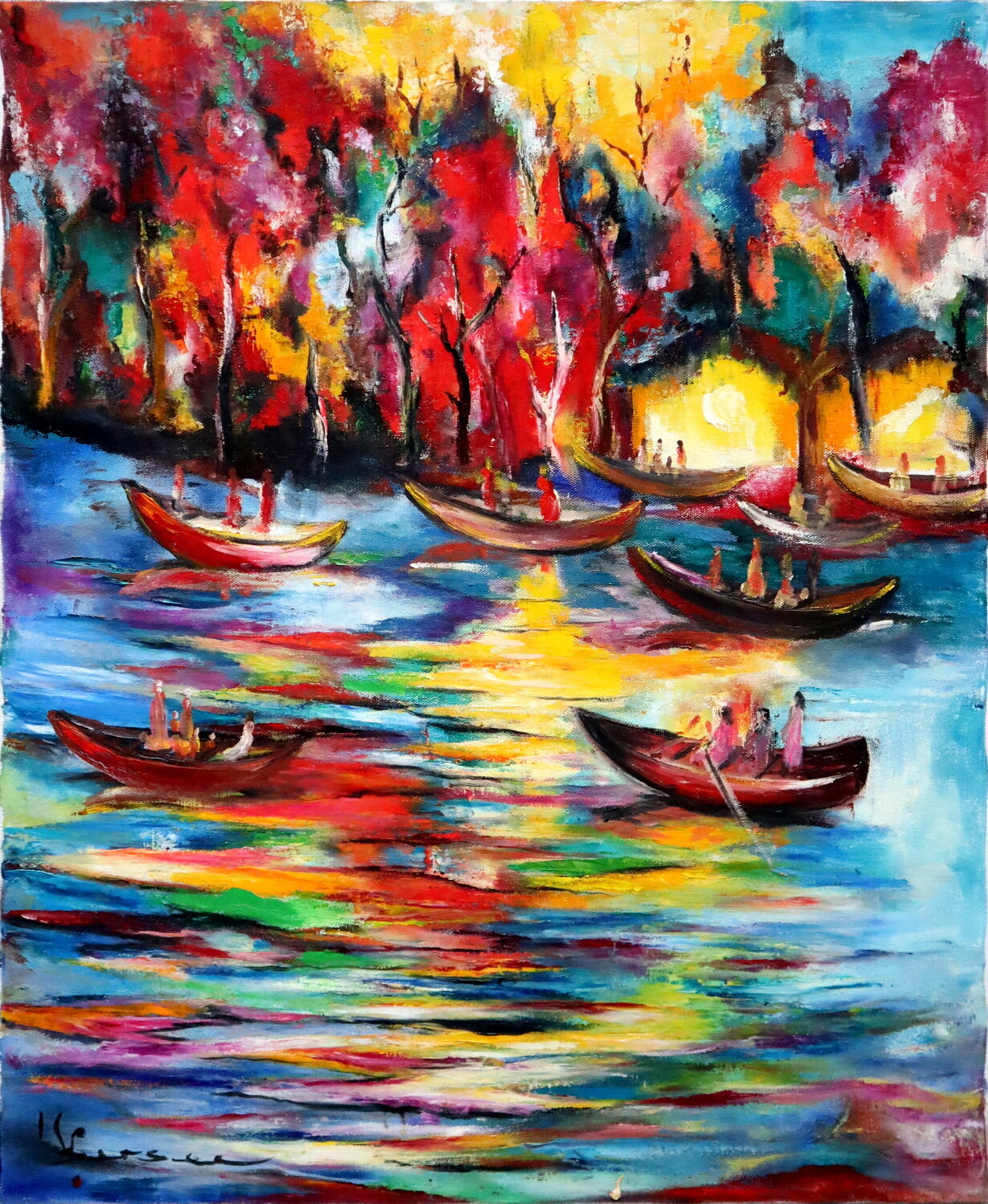 Promenade sur le lac Kspersee Original painting for sale
