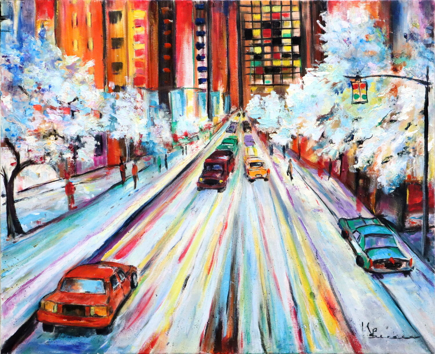 Boulevard sous la neige Kspersee Original painting for sale