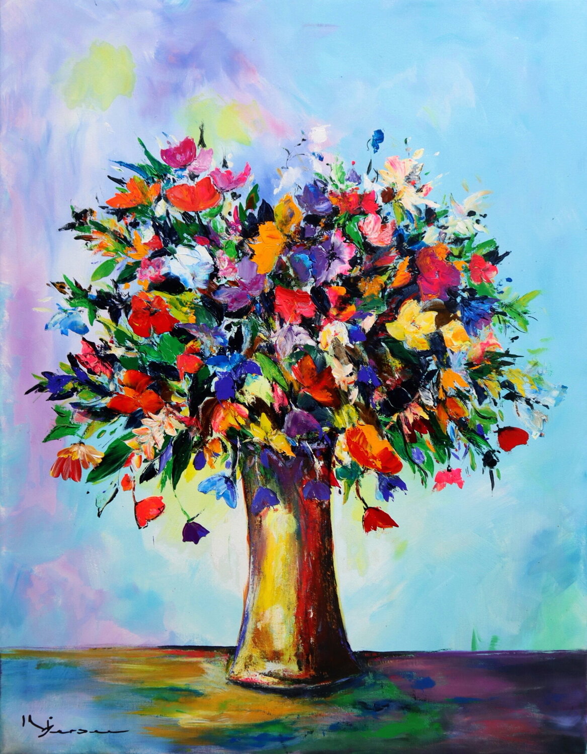 Bouquet fleurs Kspersee Original painting for sale