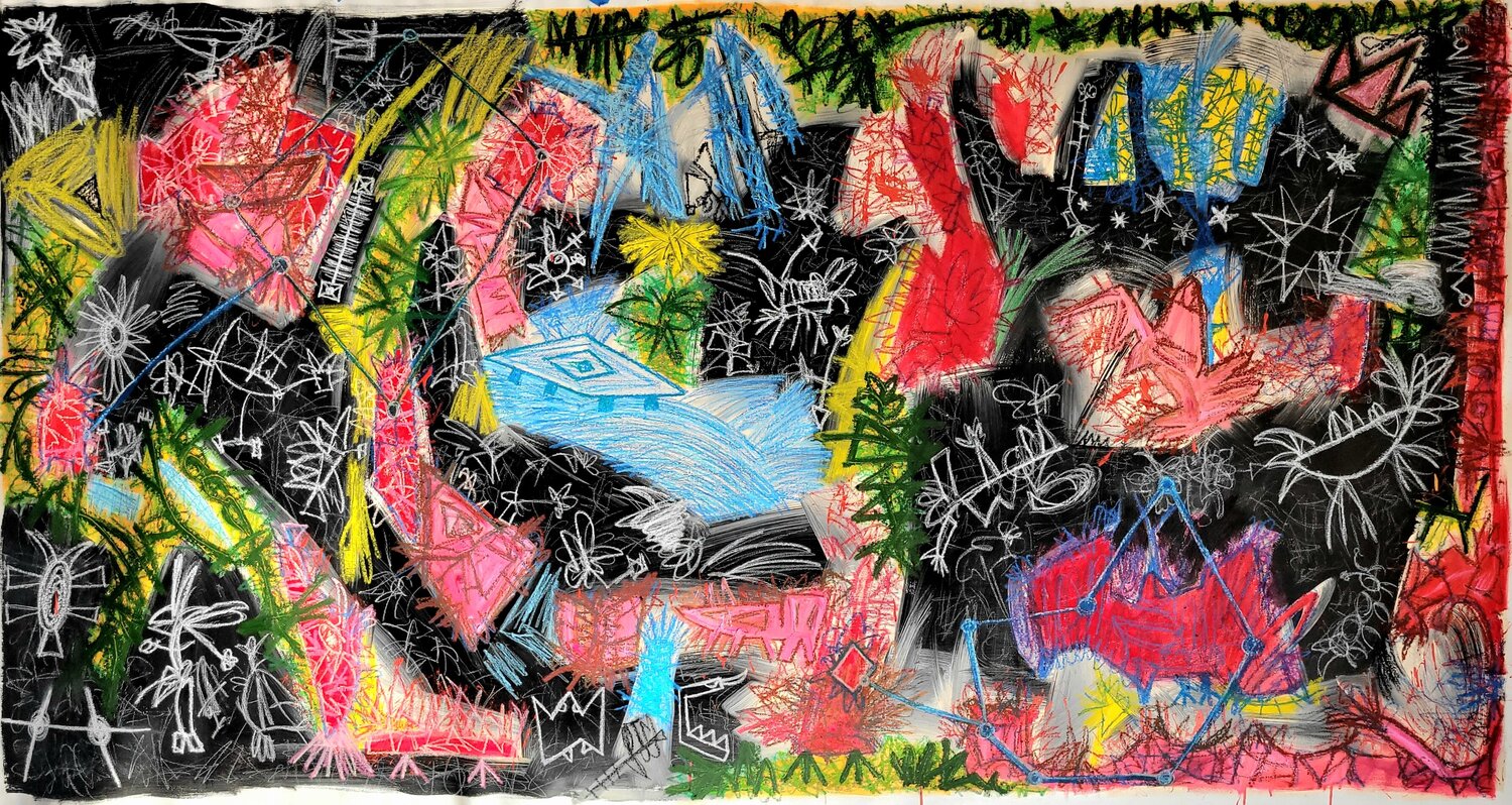 Waterfalls in the Galaxy of the Standing Rabbit Ruben Nieto Original painting for sale