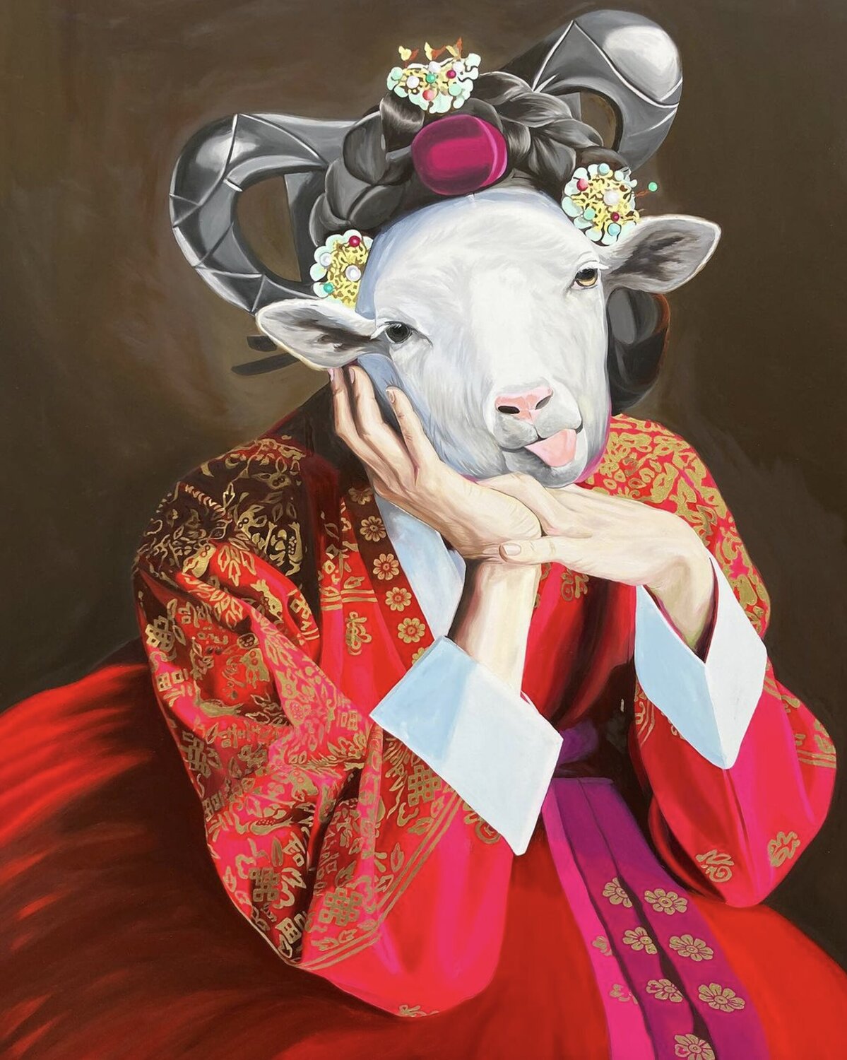 The years of the Sheep bitch Su Hyun Kim Original painting for sale