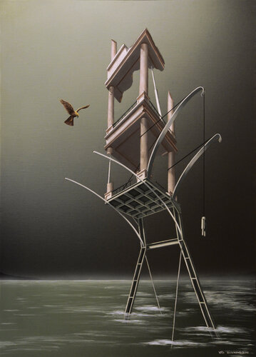Le point du jour (sous baguettes) by Thierry Van Quickenborne, Painting for Sale on Select