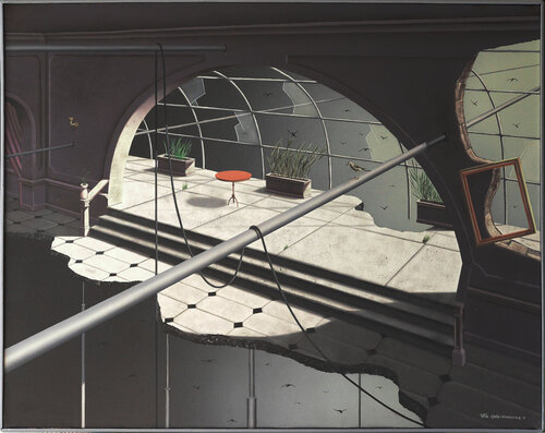 La véranda (Sous baguettes) by Thierry Van Quickenborne, Painting for Sale on Select
