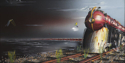 Le grand sommeil (sous baguettes) by Thierry Van Quickenborne, Painting for Sale on Select