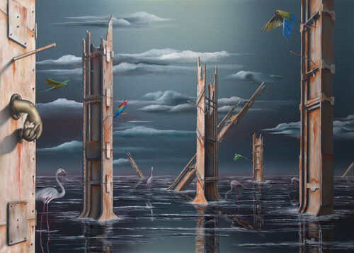 La paix (sous baguettes) by Thierry Van Quickenborne, Painting for Sale on Select