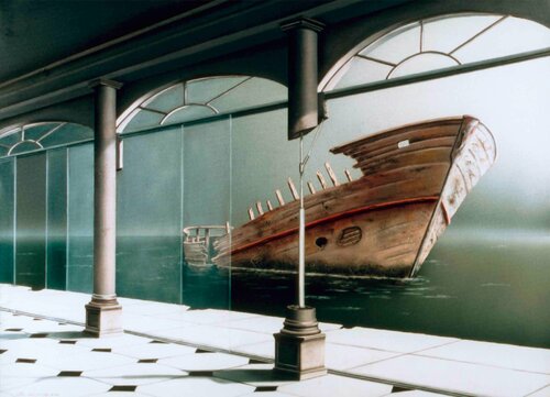L'épave (sous baguettes) by Thierry Van Quickenborne, Painting for Sale on Select