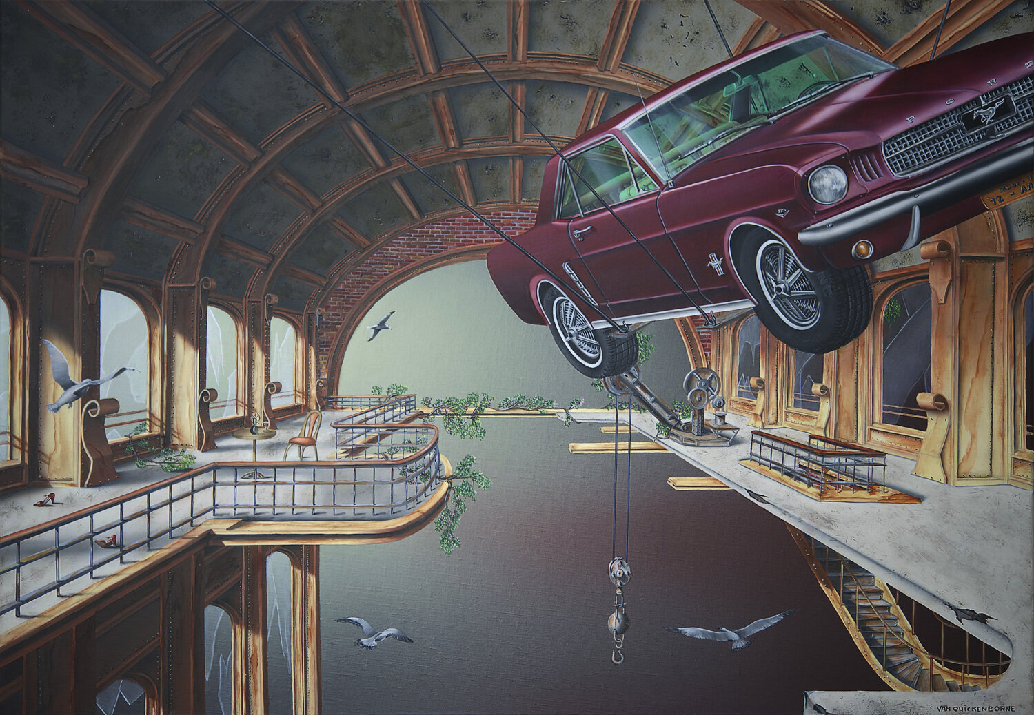 Le temps supendu Thierry Van Quickenborne Original painting for sale