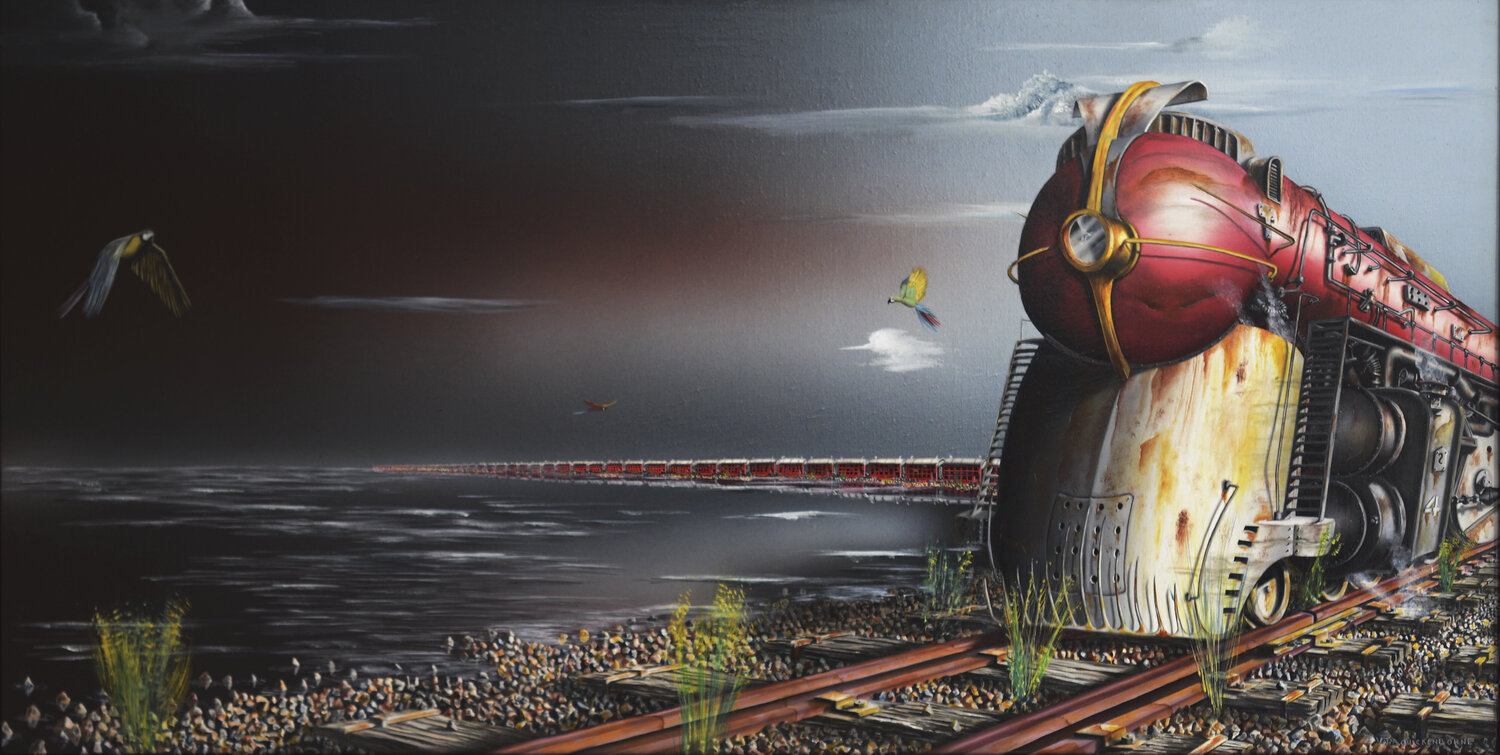 Le grand sommeil (sous baguettes) Thierry Van Quickenborne Original painting for sale